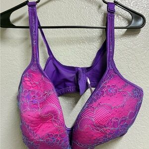 Cacique Vibrant Purple and Pink Lace Bra, Preowned